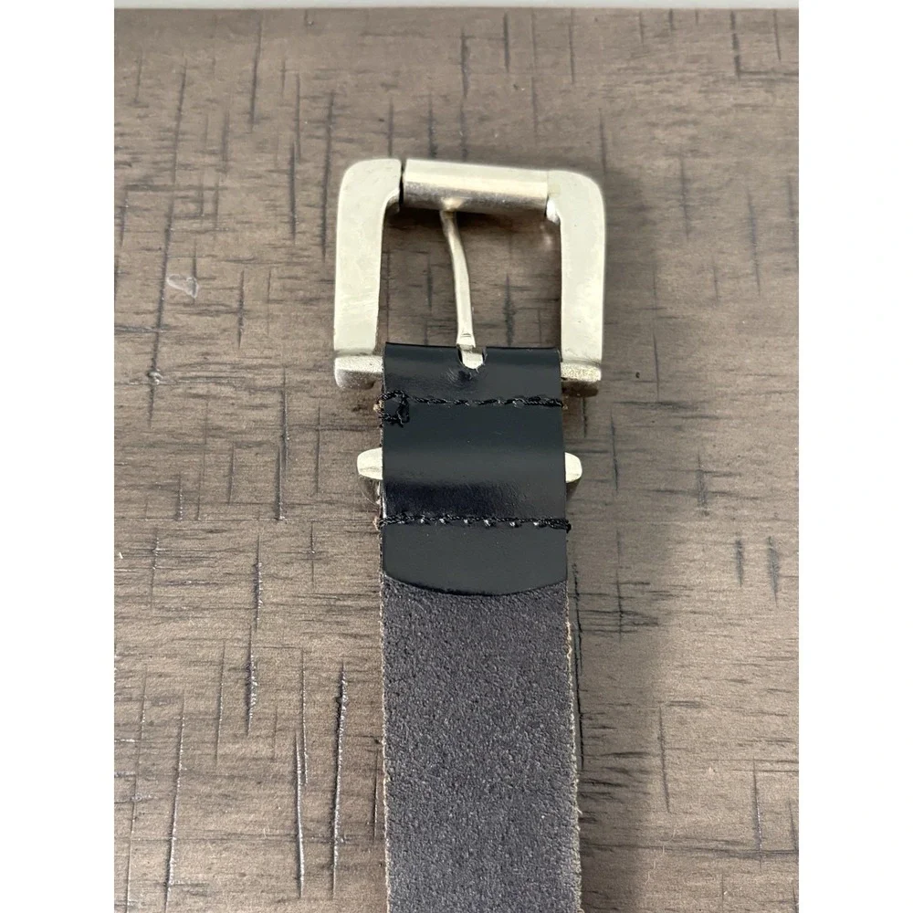 Amiee Lynn Vintage Black Leather Belt Silver Buckle Sz XL 1.25in Wide Women's